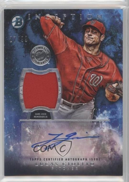 2016 Bowman Inception Relics Blue 27/99 Lucas Giolito #IAR-LG Rookie Auto RC v9t