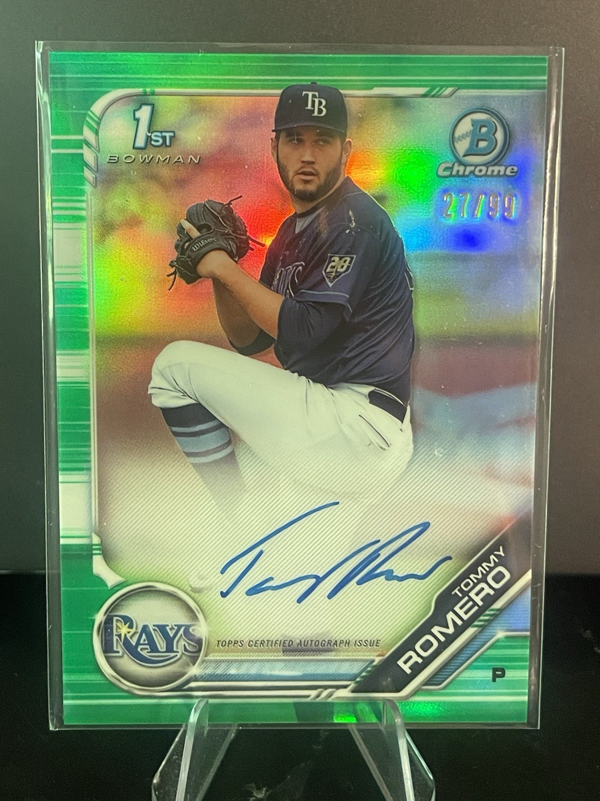 2019 Bowman Chrome Prospect Auto Green Refractor /99 Tommy Romero #CPA-TR Auto