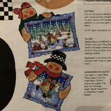 VTG Daisy Kingdom 2 Gingerbread Pillow Pals Fabric Panel Cut  Sew 1173 New