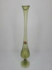 VTG FENTON Vase Pedestal YELLOW Swung Bud Vase ~14" Tall Stickered NEEDS CLEANED