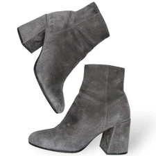 Vince Suede Leather Gray Ankle Boots Block Heel Booties Made in Italy 5M Blakely