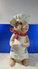 Vintage Pig Statue Kitchen Sign Holder Resin 15”