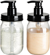 Plastic Mason Jar Soap Dispenser with Pump Lid 16OZ, 2 Pack