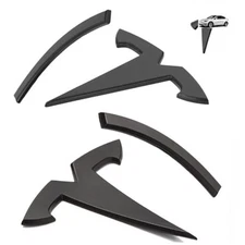 Emblem Cover Compatible with Model Y 2024 2023 2022 2021 2020 Matte Black-3 PCS