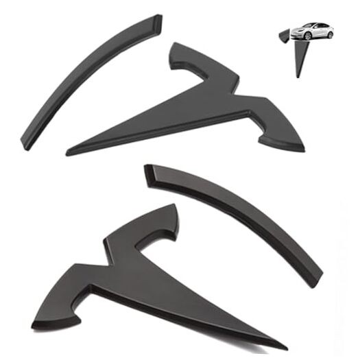 Emblem Cover Compatible with Model Y 2024 2023 2022 2021 2020 Matte Black-3 PCS