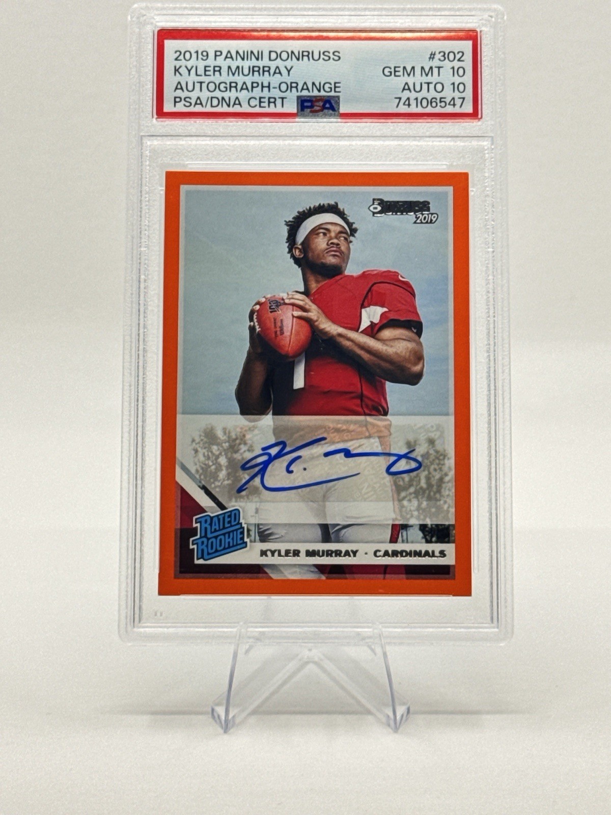 2019 Donruss Rated Rookie Kyler Murray #302 Orange Auto PSA 10 AUTO 10 🤯 POP 1