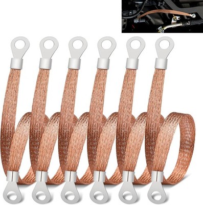 6PCS 12 Inch Copper Braided Ground Strap Automotive Kit