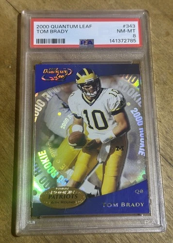 Donruss Quantum Leaf 2000 Tom Brady Rookie #343 PSA 8 Michigan Patriots