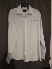 Nautica Slim Fit White Dress Shirt, Men's Size 16 34/35, AVANT Logo, Long Sleeve
