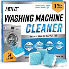 Washing Machine Cleaner Descaler Cleaning Tabs For HE Front & Top Load, 24 Count