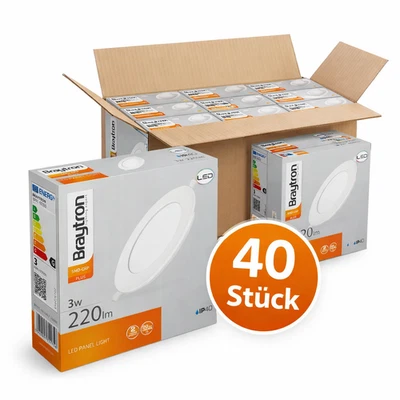 40 X LED Einbauspot 3W 68mm 3000K Warmweiß Deckenspot Einbaustrahler Spot Flach - Bild 1 von 4