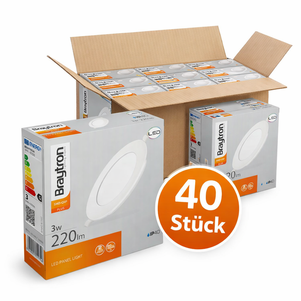 40 X Led Einbauspot 3W 68Mm 3000K Warmweiß Deckenspot Einbaustrahler Spot Flach-image