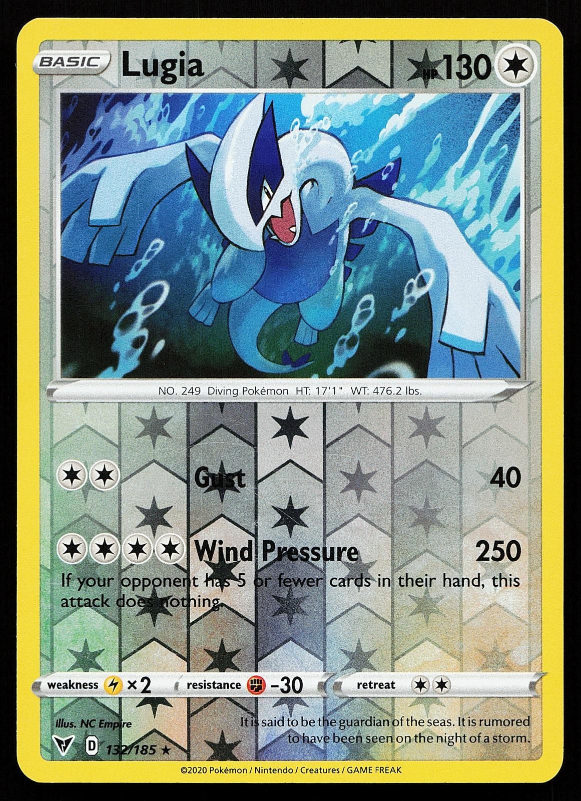 Lugia 132/185 Reverse Holo Rare Vivid Voltage Pokemon Card