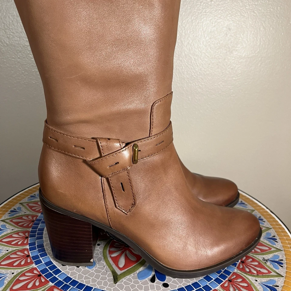 Naturalizer Kamora  Womens Sz 9M Light Brown Leather Wide Calf Knee Tall Boots - Image 2 of 4