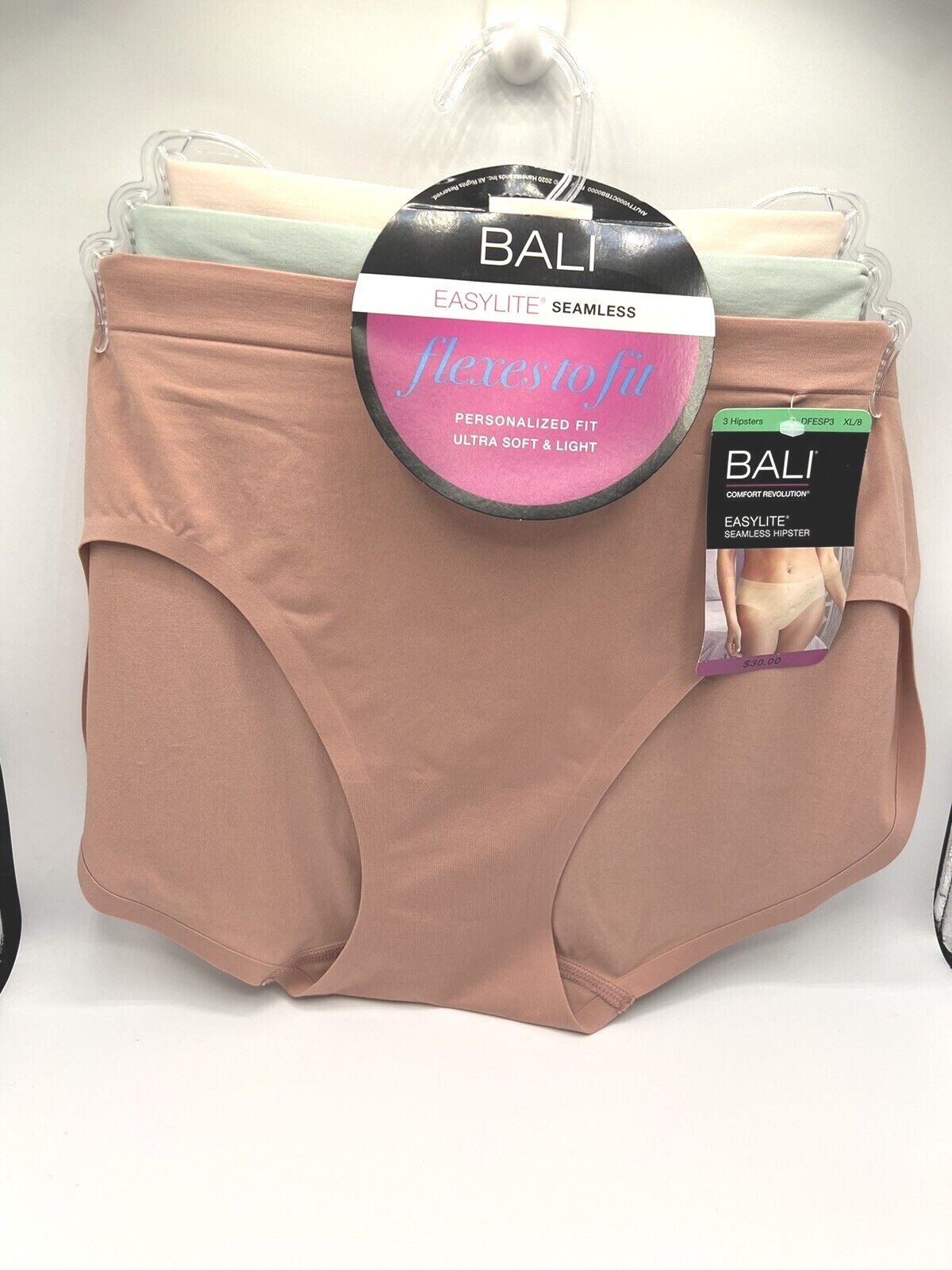NEW Bali 3 Pair Comfort Revolution EasyLite Seamless Hipsters XL/8 DFESP3 Mixed