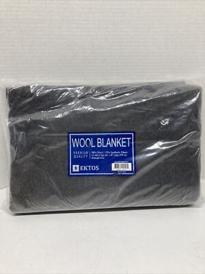EKTOS WOOL BLANKET 90% WOOL 66 X 90  MIDNIGHT GREY SURVIVAL GEAR CAMPING