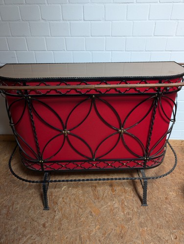 Alter Bar Thresen mit Hocker 50iger Jahre in rot - Bild 7 von 11