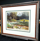 John Cowan Deep Run Lithograph Classic Fly Fishing Year 1973 - Brand New Frame
