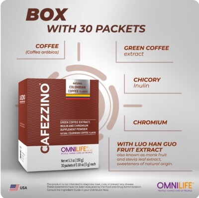 Suplemento Con Cafe Colombiano Omnilife CafezzinoBox with 30