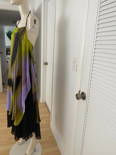 Escada Womens European silk dress Size 10, (EU 44),NWT. Purple,green,black - 第 15/18 張圖片