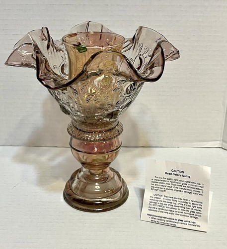 De Colección Soplado a Mano México Cristal Votivo Vidrio Iridiscente Productos INC 1987 3 Piezas - Imagen 4 de 19