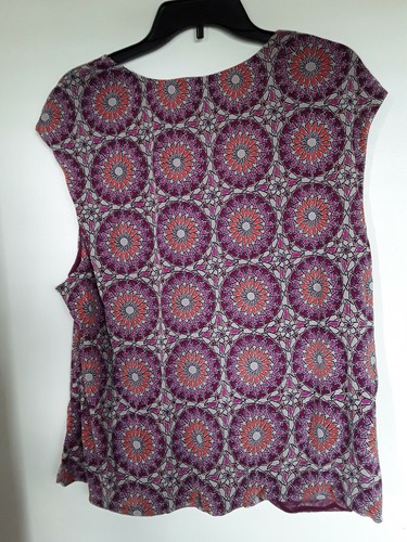 Camiseta sin mangas George Beige Magenta Naranja Floral Talla 4X NUEVA - Imagen 3 de 3