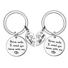 Drive Safe Keychain Set Couple Gift I need you here with me Keyring for Mom