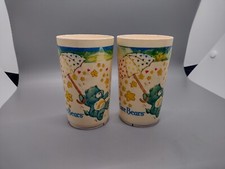 Vintage Care Bears Lot 2 Deka Plastic Cups/Tumbler American Greeting 1983