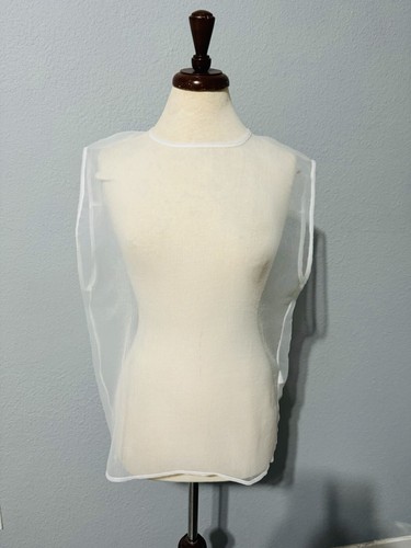 Zara Women New Gray Sleeveless Semi-Sheer Round Neck Organza Top Size M