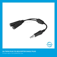 Bose A20 Aviation Headset Dual GA Twin Plug to U174 Helicopter Adapter - NEW