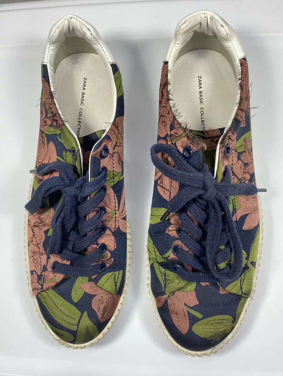 Zara black sneakers with deals flowers