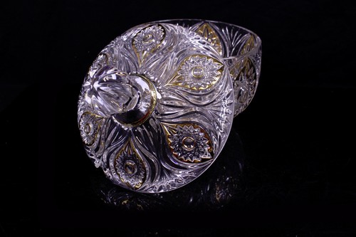 Kristallglas Bowle Set 6 Personen Nachtmann mit Goldstaffage guter Zustand - Bild 6 von 13