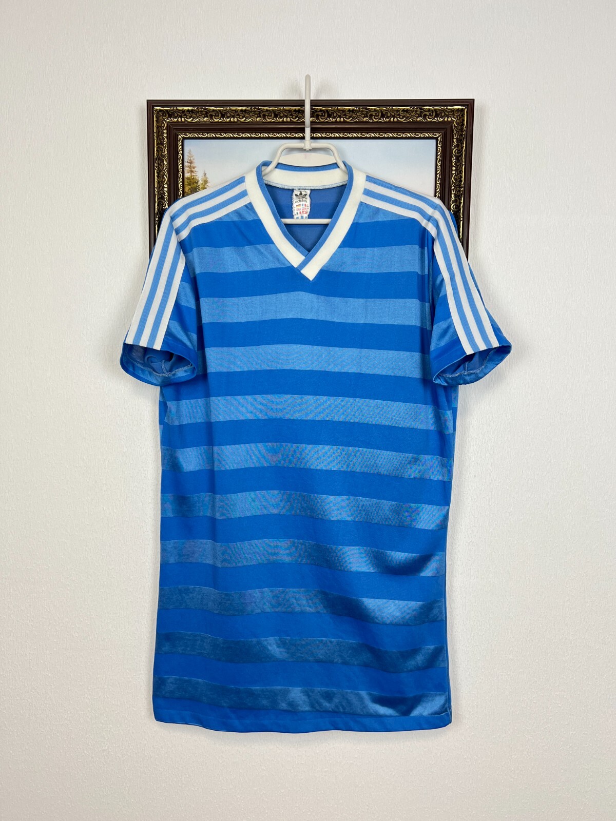 Vintage 80's Adidas West Germany Football Teamplate Shirt Soccer Blue Jersey L