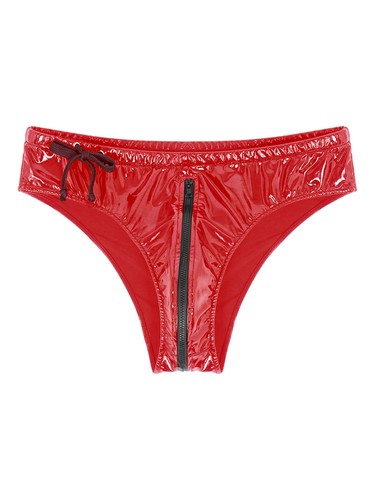 UK Mens Wet Look PVC Leather Briefs Drawstring Low Rise Zipper Underpants Thongs - Picture 24 of 58