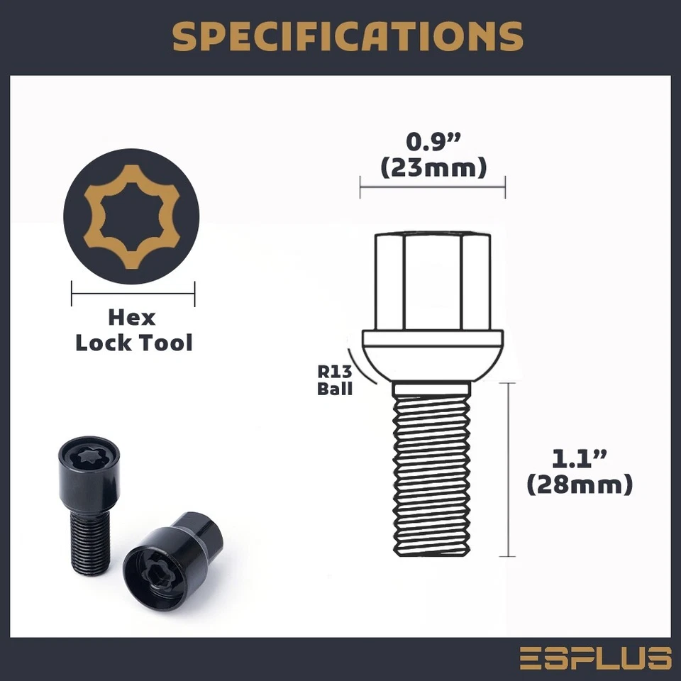 Perno de bloqueo de rueda 4 piezas + zócalo M14x1,5 28 mm apto para Bentley Arnage Azure Brooklands Foto 4 de 4
