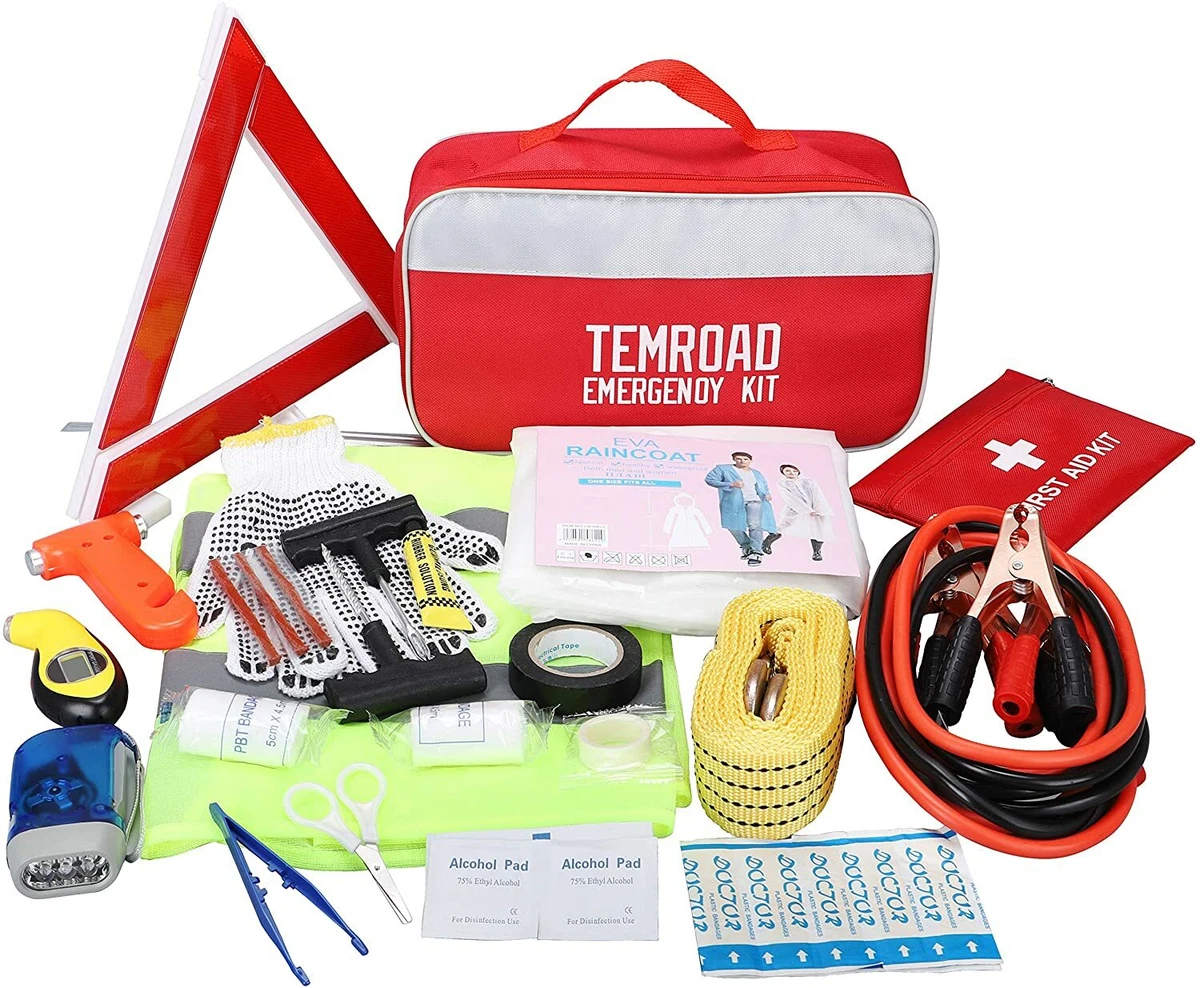 Auto Emergency Kit Set Car Tool Bag Vehicle Safety Kit Portable Roadside  Temroad