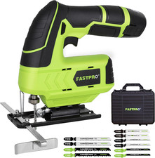 12V Cordless Jig Saw Kit, Electric Jigsaw with 10Pcs Blades & Edge Guide, Includ