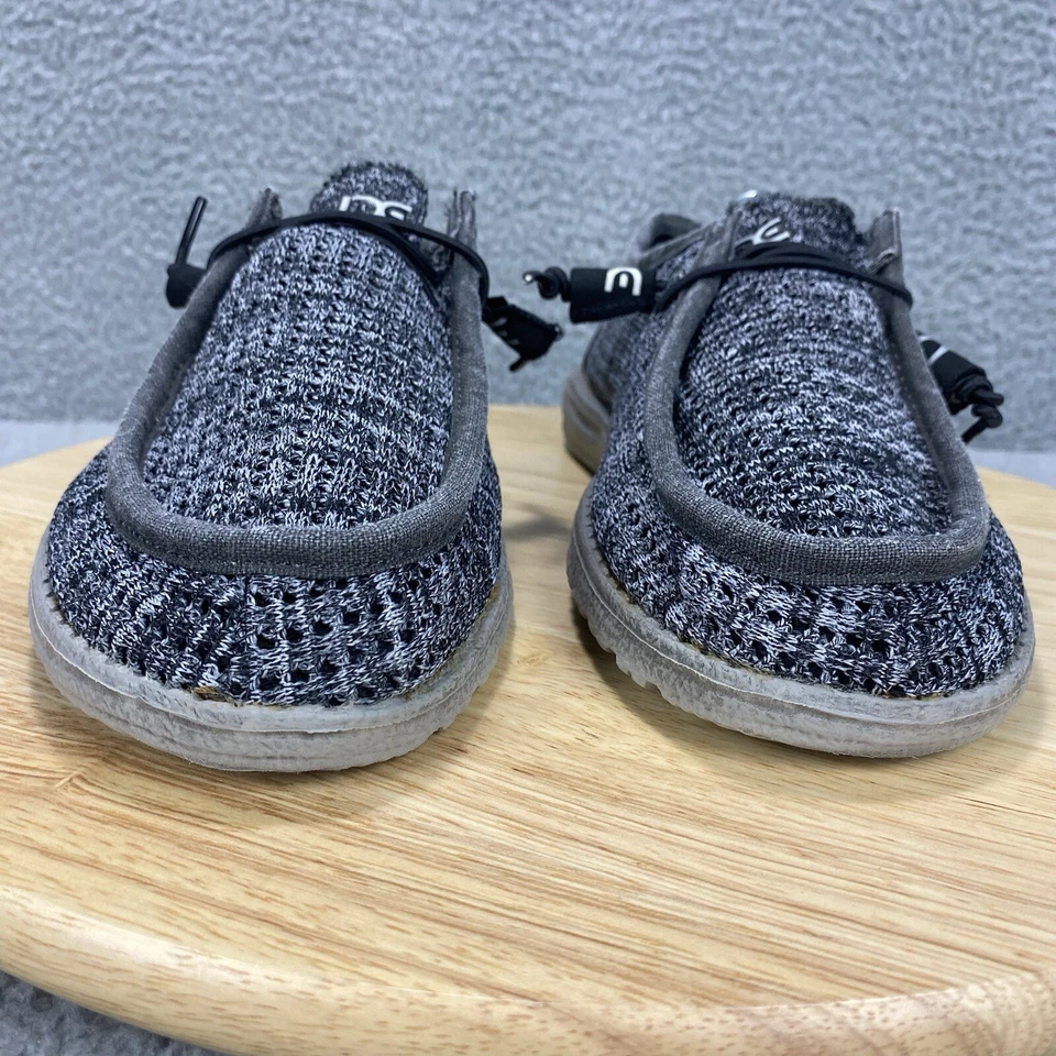 Mocassim Hey Dude Wally Sox Perfurado Masculino 8 Preto Cinza Sapatos Confortáveis - Imagem 3 de 4