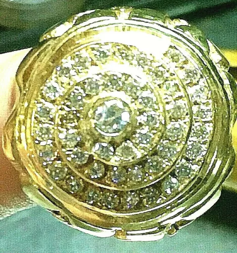 1oK Gold, HUGE HEAVY Hip Hop NUGGET BLING Ring, Kentucky Cluster, Weighs 39.2gms