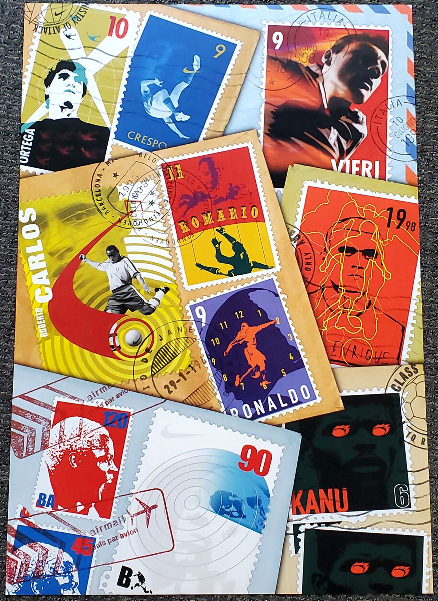 Nike Soccer 1998 WORLD CUP 23x35 Wall POSTER - Ronaldo, Romario