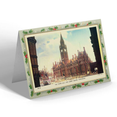 WEIHNACHTSKARTE Vintage Lancashire The Town Hall & Albert Square, Manchester b b