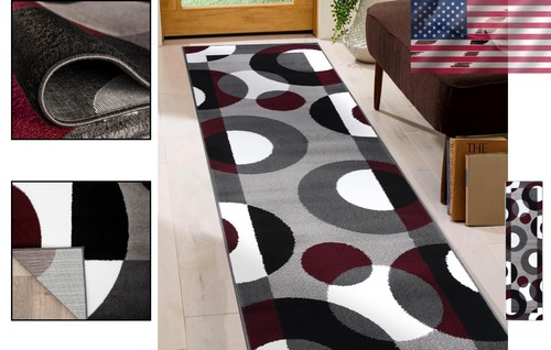 Durable 2' x 7'2" Burgundy Polypropylene Runner Rug - Perfect for Living Spaces - Picture 2 of 8
