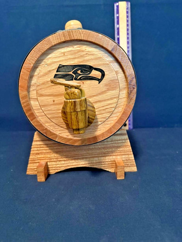 Rare Seattle Seahawks 2 Liter Oak Whiskey / Wine Barrel With Stand/Rack & Spigot
