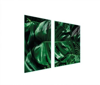 Glasplatte und Schneidebrett 100x52 MONSTERA