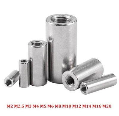 M2-M20 Round Threaded Studding Connector Nuts 304 Stainless Steel Tube Sleeve