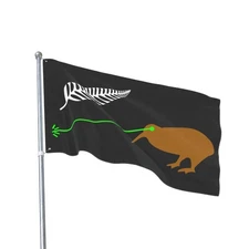 New Zealand Laser Kiwi Flag - House Banner Decor NZ Expat Gift Silver Fern