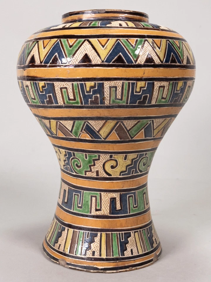 Vintage Tlaquepaque Mexican Aztec Revival Pottery Vase with Petatillo - Image 4 of 4
