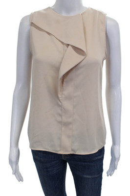 Zara Basic Women Beige Sleeveless Round Neck Blouse Size XS