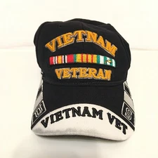 Vietnam Veteran Hat Blue Ocean Men's Adjustable Black White Embroidered