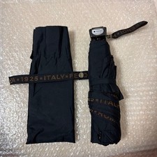 FENDI Moonbat Zucca Pattern Folding Umbrella Navy Fabric Women's Accessories